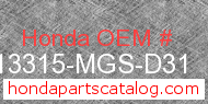 Honda 13315-MGS-D31 genuine part number image