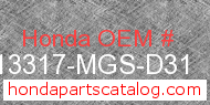 Honda 13317-MGS-D31 genuine part number image