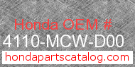Honda 14110-MCW-D00 genuine part number image