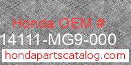 Honda 14111-MG9-000 genuine part number image