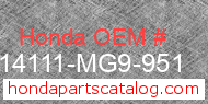 Honda 14111-MG9-951 genuine part number image