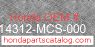 Honda 14312-MCS-000 genuine part number image
