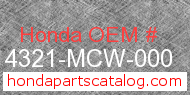 Honda 14321-MCW-000 genuine part number image