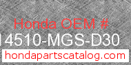 Honda 14510-MGS-D30 genuine part number image
