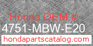 Honda 14751-MBW-E20 genuine part number image