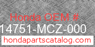 Honda 14751-MCZ-000 genuine part number image