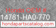 Honda 14781-HA0-770 genuine part number image