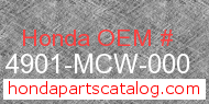 Honda 14901-MCW-000 genuine part number image