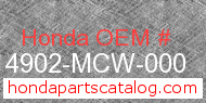 Honda 14902-MCW-000 genuine part number image