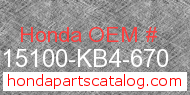 Honda 15100-KB4-670 genuine part number image
