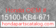 Honda 15100-KB4-671 genuine part number image