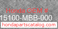 Honda 15100-MBB-000 genuine part number image