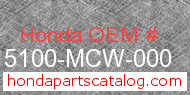 Honda 15100-MCW-000 genuine part number image