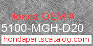 Honda 15100-MGH-D20 genuine part number image