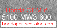 Honda 15100-MW3-600 genuine part number image
