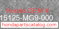 Honda 15125-MG9-000 genuine part number image