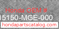 Honda 15150-MGE-000 genuine part number image