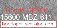 Honda 15600-MBZ-611 genuine part number image