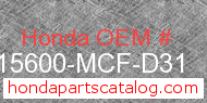 Honda 15600-MCF-D31 genuine part number image