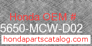 Honda 15650-MCW-D02 genuine part number image