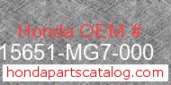 Honda 15651-MG7-000 genuine part number image