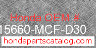 Honda 15660-MCF-D30 genuine part number image