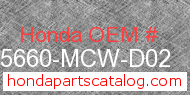 Honda 15660-MCW-D02 genuine part number image