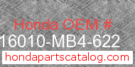 Honda 16010-MB4-622 genuine part number image