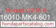 Honda 16010-MK4-601 genuine part number image