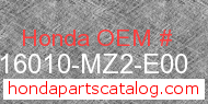 Honda 16010-MZ2-E00 genuine part number image