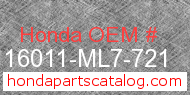 Honda 16011-ML7-721 genuine part number image