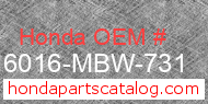 Honda 16016-MBW-731 genuine part number image