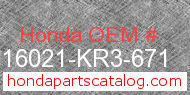 Honda 16021-KR3-671 genuine part number image