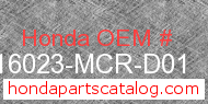 Honda 16023-MCR-D01 genuine part number image