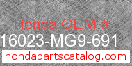 Honda 16023-MG9-691 genuine part number image