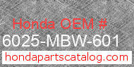 Honda 16025-MBW-601 genuine part number image