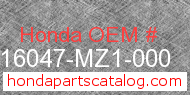 Honda 16047-MZ1-000 genuine part number image
