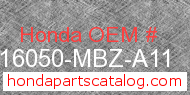 Honda 16050-MBZ-A11 genuine part number image