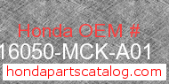 Honda 16050-MCK-A01 genuine part number image