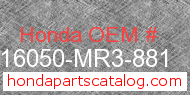 Honda 16050-MR3-881 genuine part number image