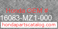 Honda 16083-MZ1-000 genuine part number image