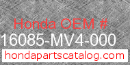 Honda 16085-MV4-000 genuine part number image
