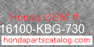 Honda 16100-KBG-730 genuine part number image
