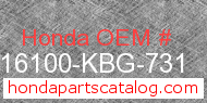 Honda 16100-KBG-731 genuine part number image