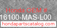 Honda 16100-MAS-L00 genuine part number image