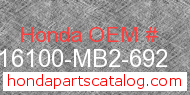 Honda 16100-MB2-692 genuine part number image
