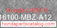 Honda 16100-MBZ-A12 genuine part number image
