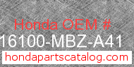 Honda 16100-MBZ-A41 genuine part number image