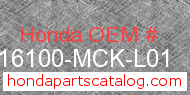 Honda 16100-MCK-L01 genuine part number image