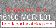 Honda 16100-MCR-L01 genuine part number image